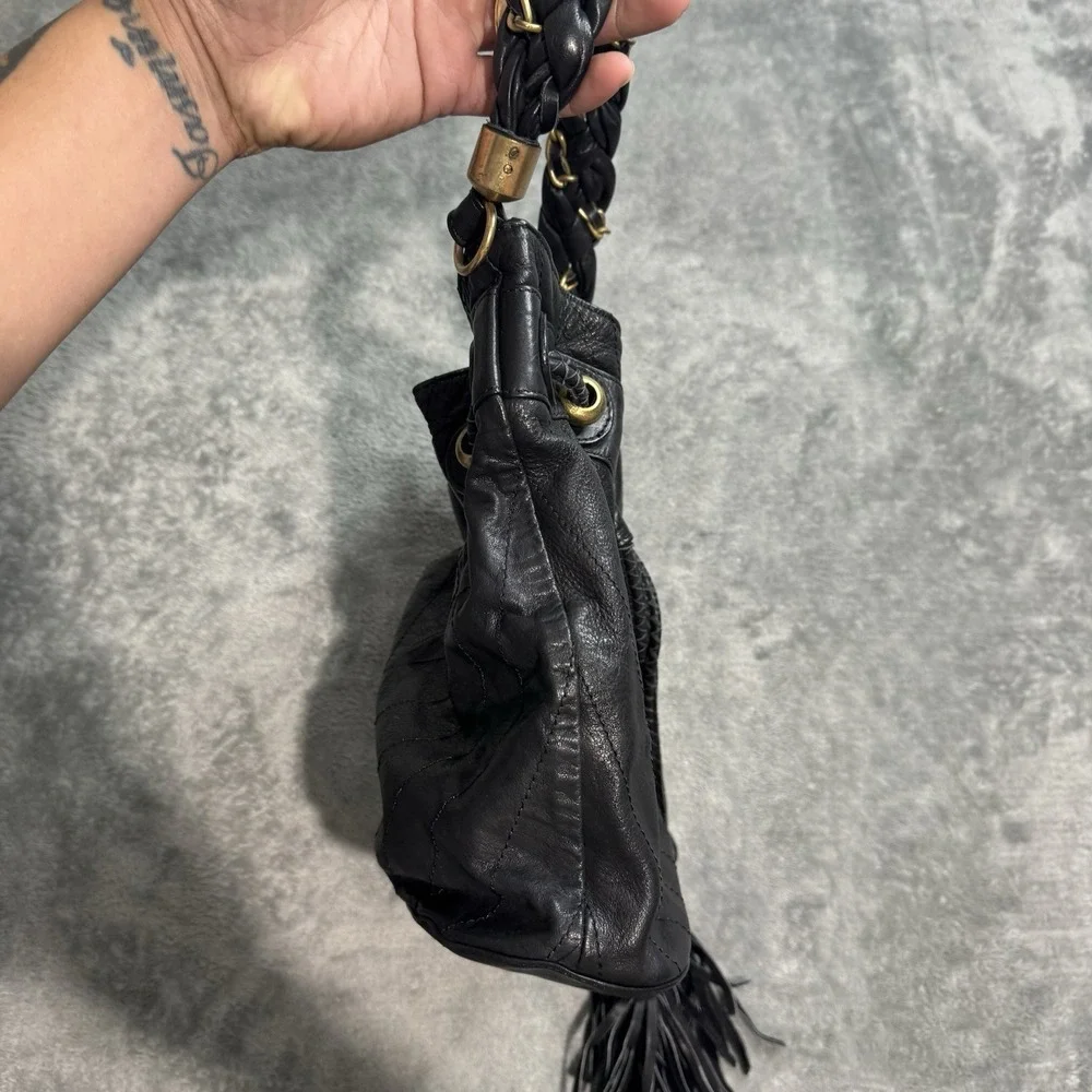 VTG Y2K Steven Steve Madden Leather Bucket Hobo Hand Bag Western Grunge Indie‎